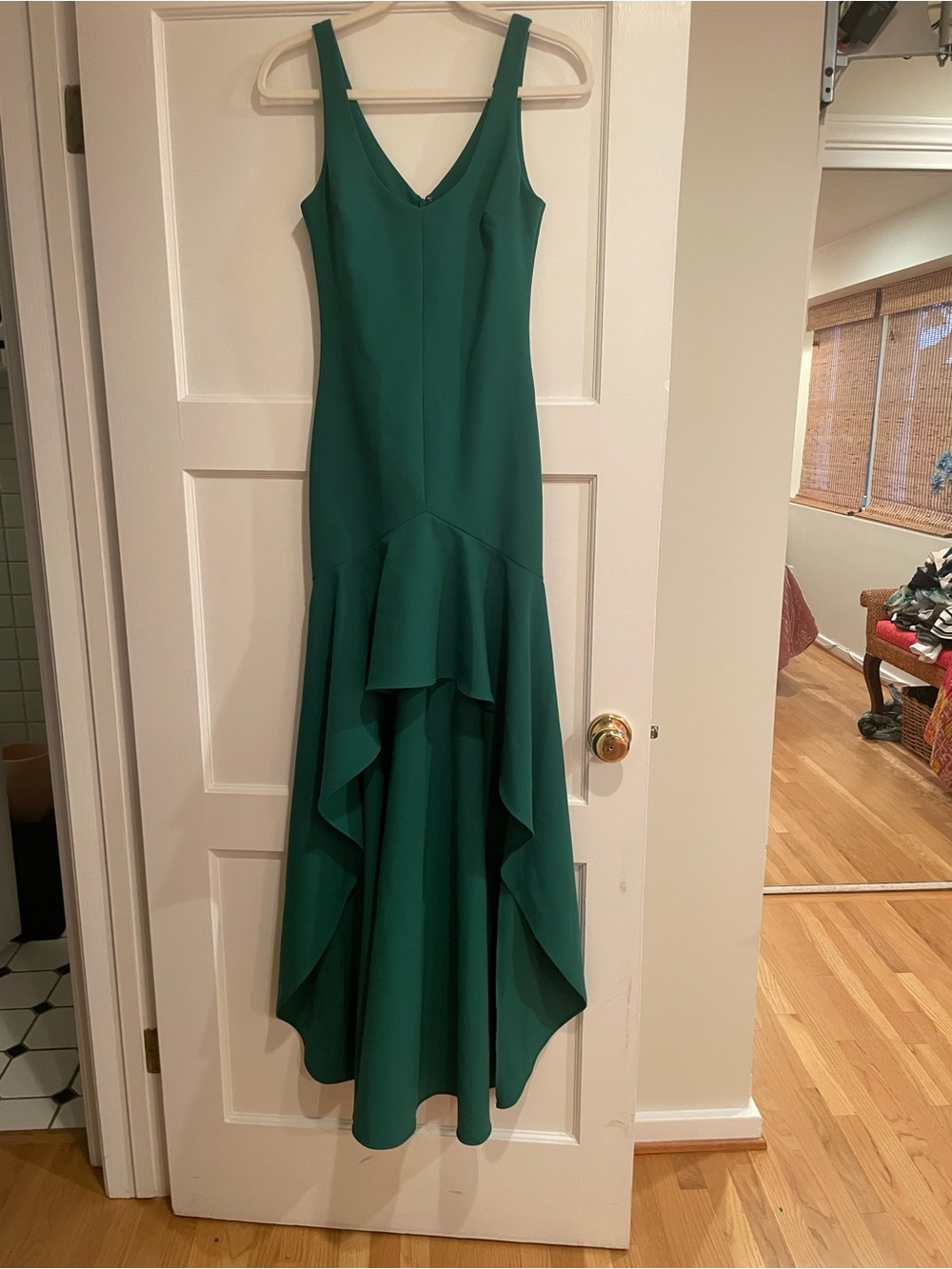 Likely Emerald Green V-Neck High-Low Mermaid Dress